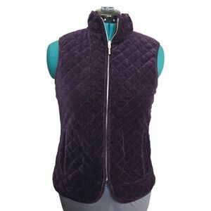 Chaps Purple Plum Quilted Cotton‎ Reversible Vest Jacket Size M